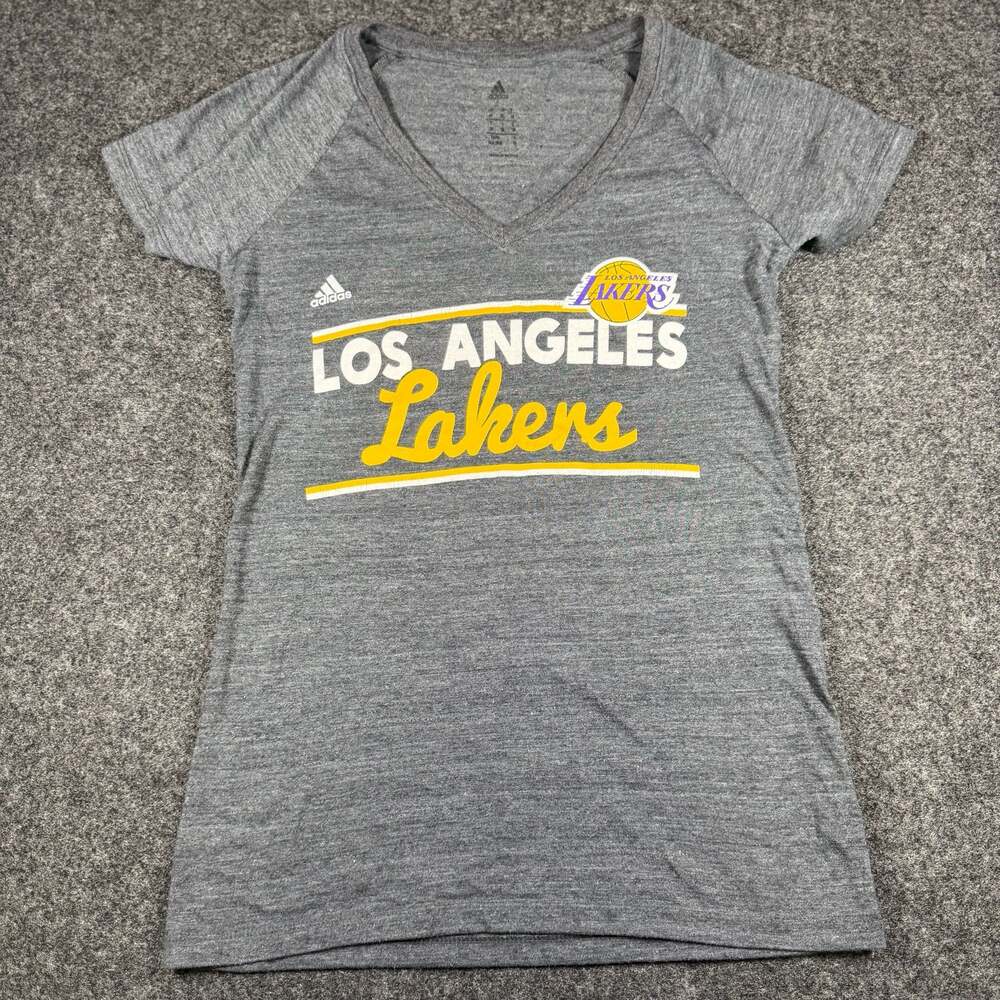 Adidas Los Angeles Lakers Women's Gray Tri-Blend V-Neck T-Shirt